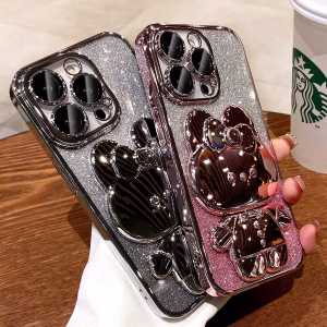 Luxury Rabbit Mirror Holder Case for iPhone